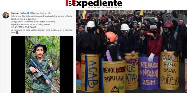 En video publicado por Gustavo Bolivar un Primera Línea hoy miliciano de las FARC convierte en objetivo militar a El Expediente